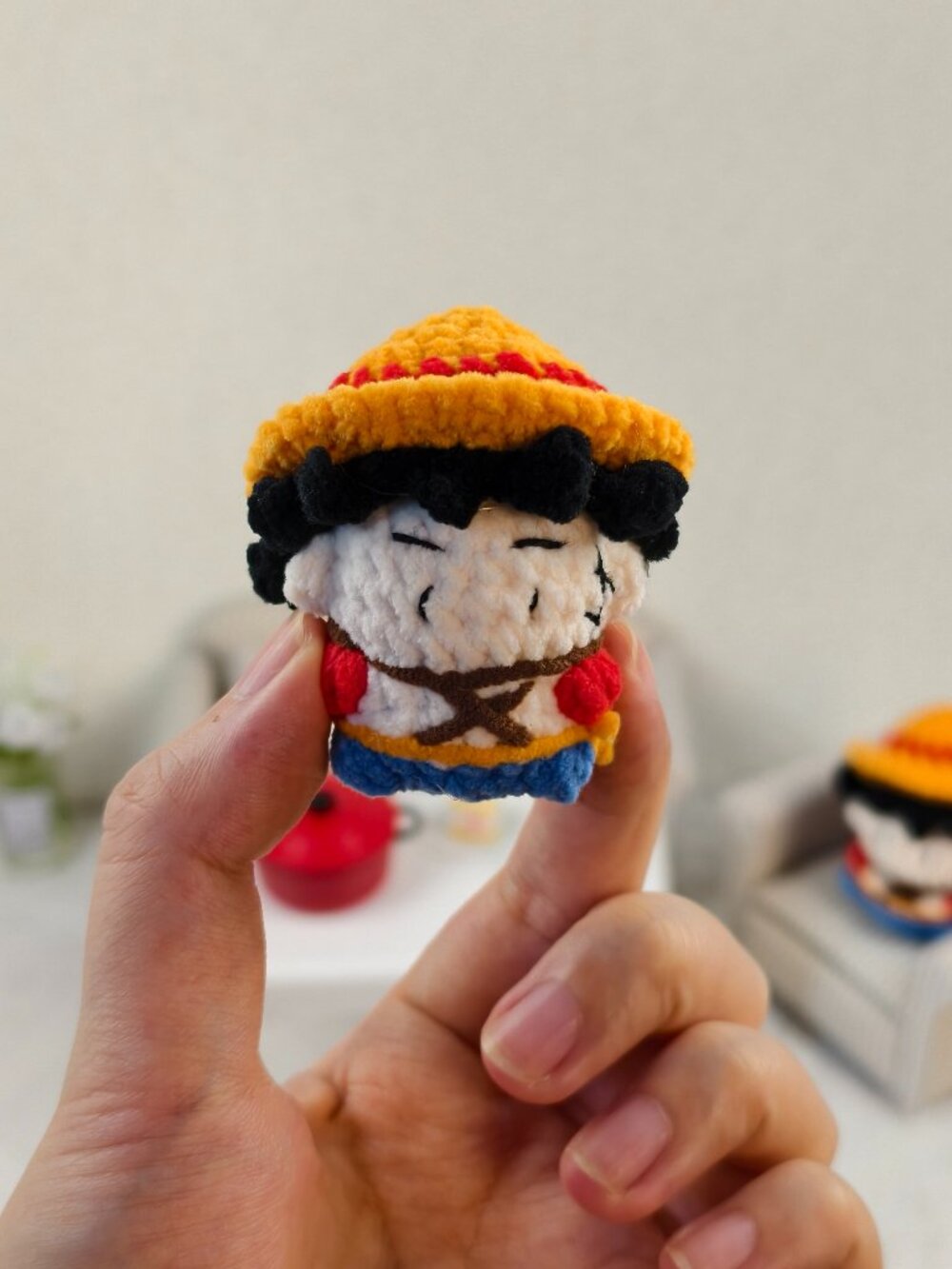 Handmade Amigurumi Crochet One Piece Small Luffy Plushie